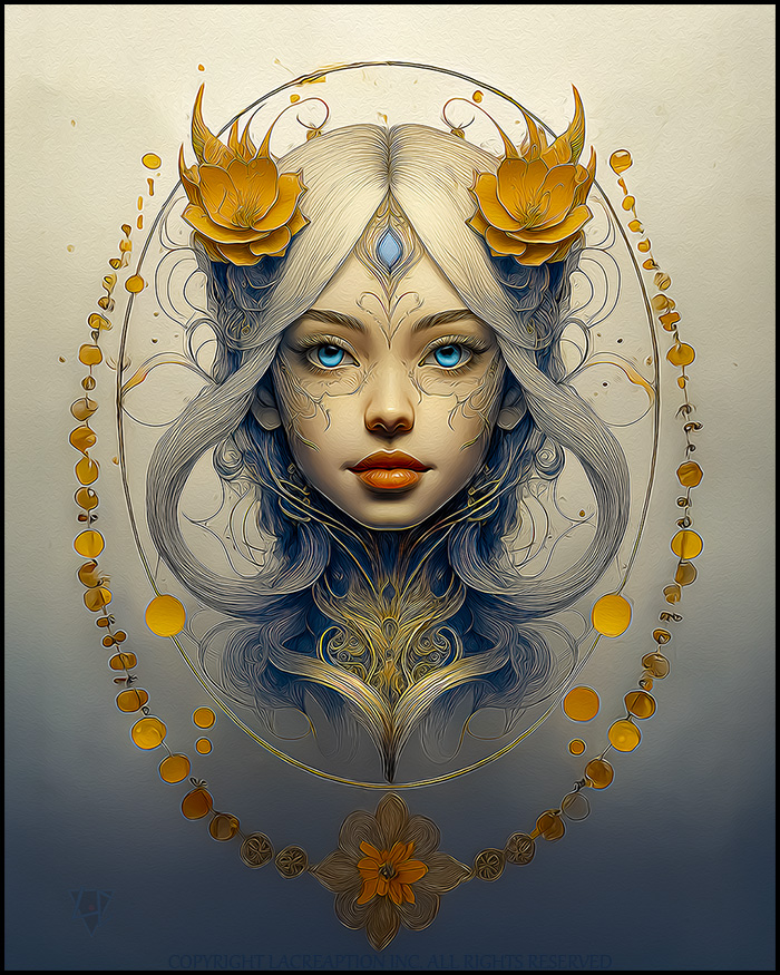 portrait de nymphe dans une ellipse
