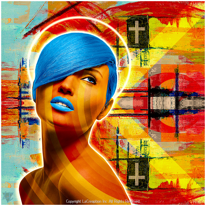 portrait sainte avec graphiques de couleurs