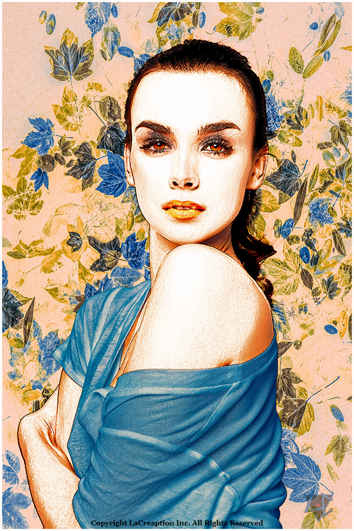 portrait de femme avec feuilles d'automne