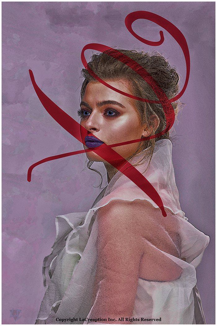 portrait de femme et symbole graphique